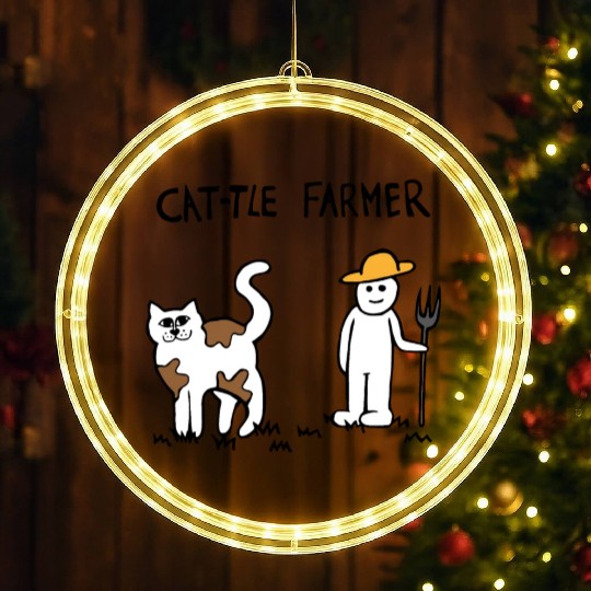 Cattle Cat Farmer LED Christmas Window Lights