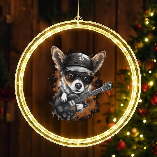 Chihuahua | Ukulele Guitar Hawaii Aloha Violine LED Christmas Window Lights