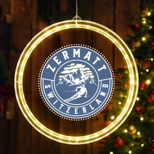 Zermatt Switzerland Vintage Skiing LED Christmas Window Lights