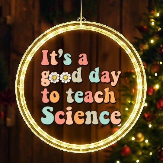 Its A Good Day To Teach Science Earth Funny LED Christmas Window Lights