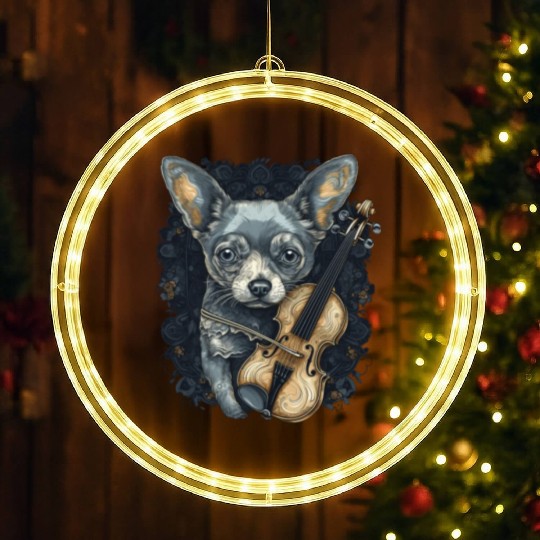 Chihuahua | Ukulele Guitar Hawaii Aloha Violine LED Christmas Window Lights