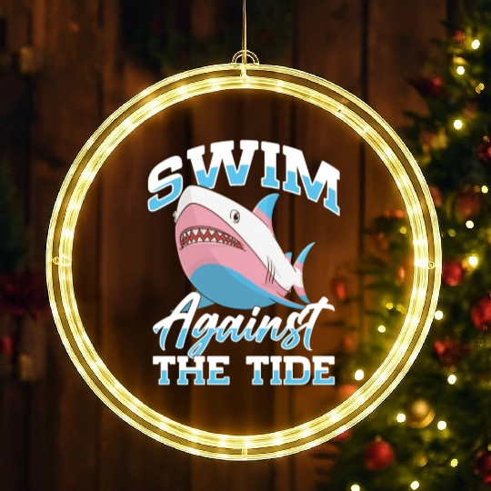 Shark Lover Transgender Pride Flag Trans LGBT LED Christmas Window Lights