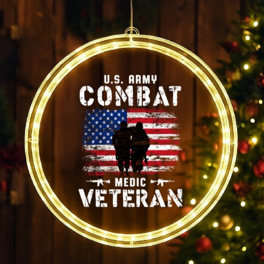 US Army Combat Medic Veteran LED Christmas Window Lights