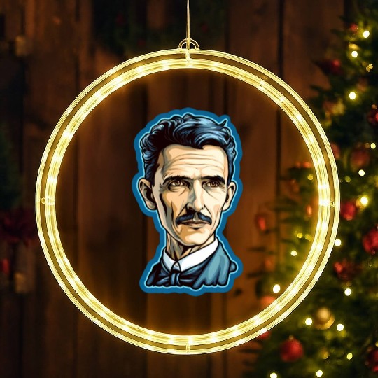 Nikola Tesla Physics Nerd Geek LED Christmas Window Lights