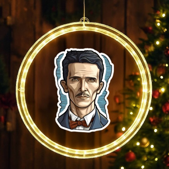 Nikola Tesla Physics Nerd Geek LED Christmas Window Lights