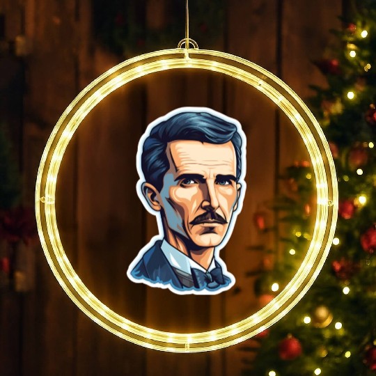 Nikola Tesla Physics Geek Nerd LED Christmas Window Lights