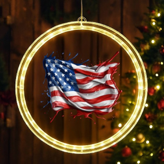 American Flag LED Christmas Window Lights