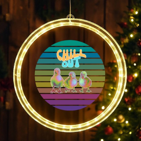Chill out with chickens LED Christmas Window Lights