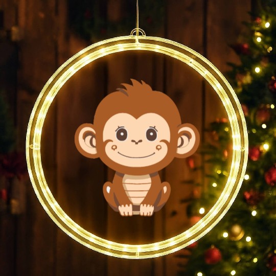 Cute baby Monkey smiling LED Christmas Window Lights
