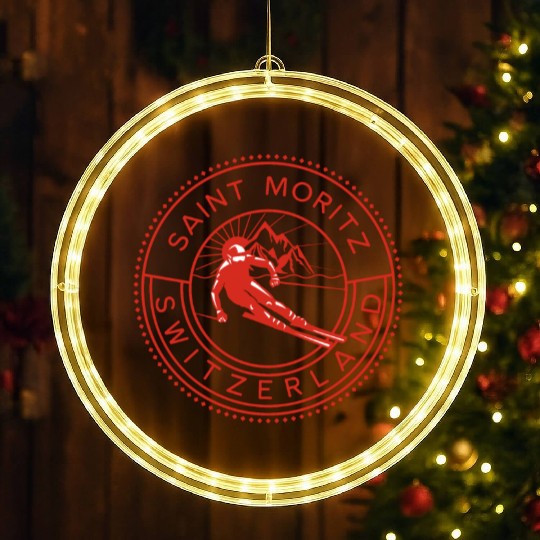 Saint Moritz Switzerland Skiing LED Christmas Window Lights