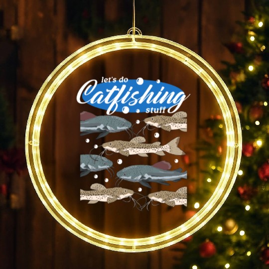 Catfishing Stuff Catfish Fishing Angler LED Christmas Window Lights