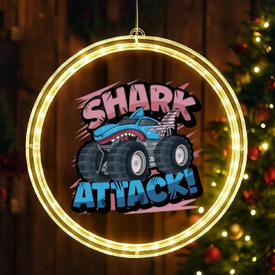 Monster Truck Shark Attack Week 2023 LED Christmas Window Lights