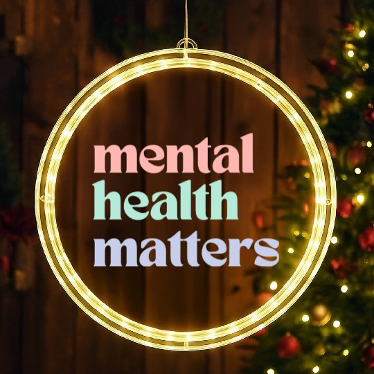 Mental Health Matters | Retro Quote Pastel Rainbow LED Christmas Window Lights