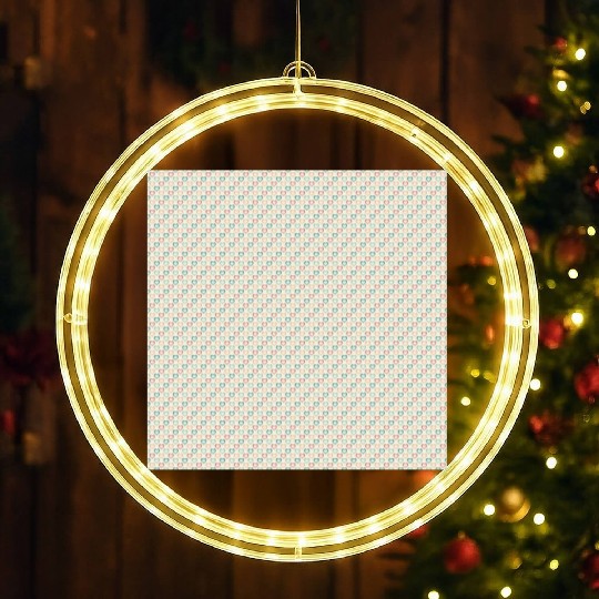 Retro Hearts Pattern Yellow Teal Coral LED Christmas Window Lights