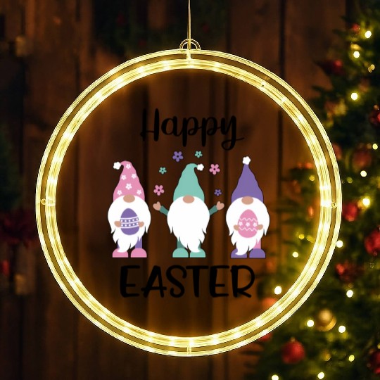 Happy Easter 2020 Gnome Egg Hunt LED Christmas Window Lights