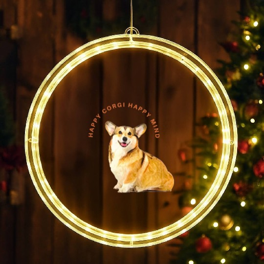 Happy mind happy corgi LED Christmas Window Lights