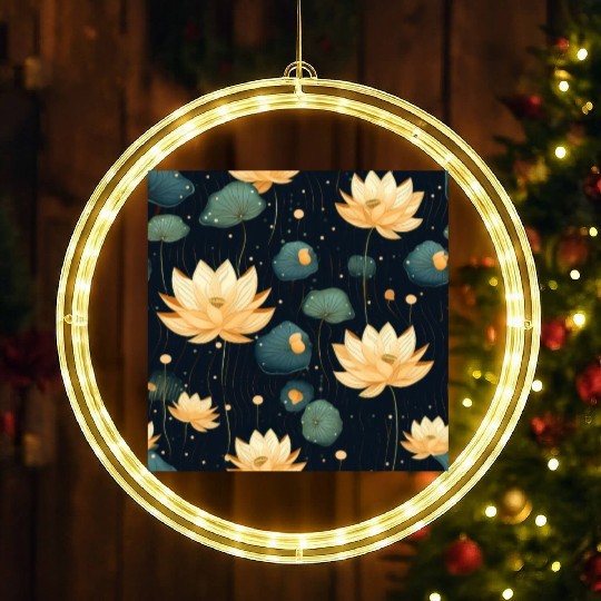 Serenity Blooms: Timeless Lotus Pattern LED Christmas Window Lights