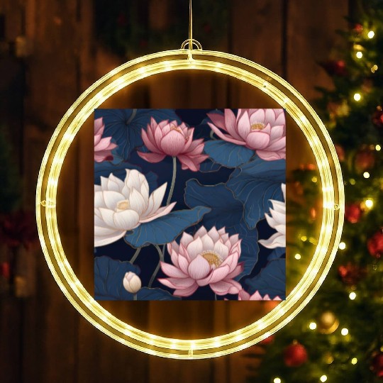Serenity Blooms: Timeless Lotus Pattern LED Christmas Window Lights