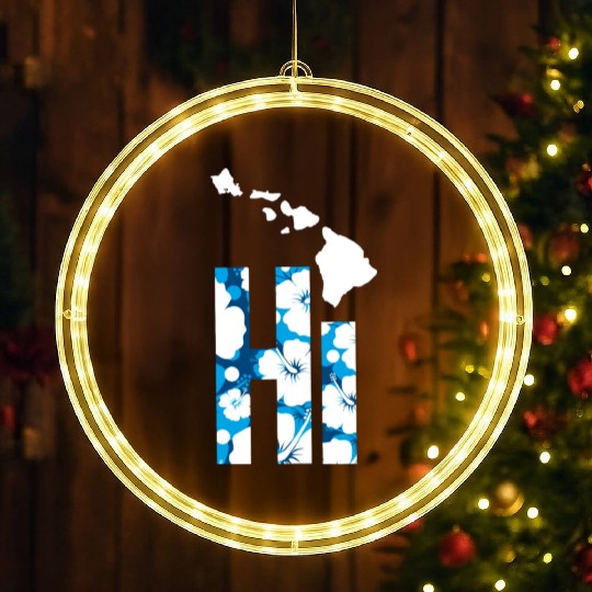 Hawaii Hi Hibiscus Blues LED Christmas Window Lights