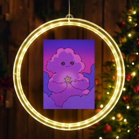 Cute Purple Cloud With Little Star LED Christmas Window Lights
