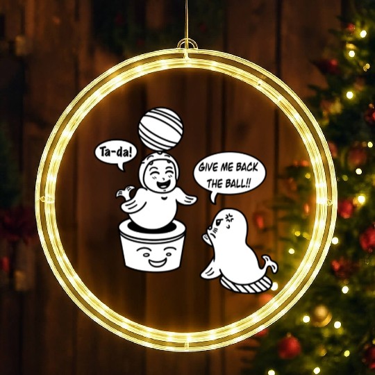 Funny Cartoon Kid Sea Lion Cosplay LED Christmas Window Lights