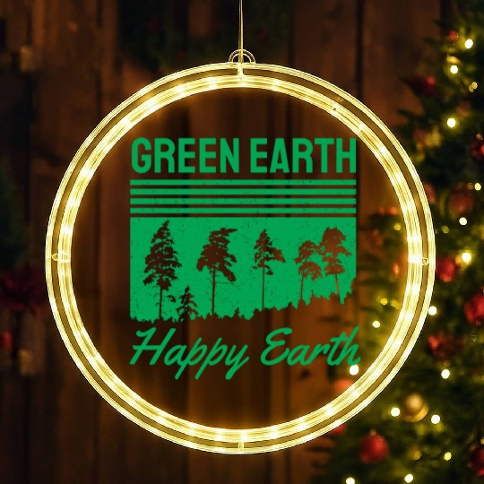 Green Earth Happy Earth LED Christmas Window Lights