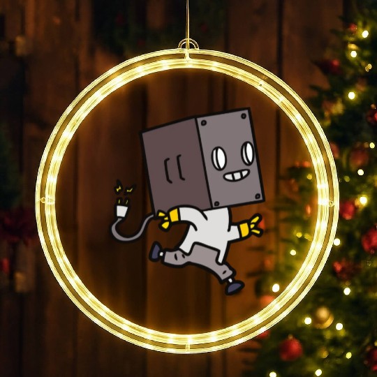 Running Kid Robot Smiling LED Christmas Window Lights