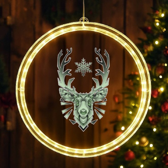 Green Geometric Reindeer LED Christmas Window Lights