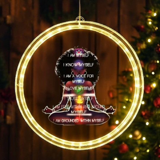 Yoga for Stress Relief LED Christmas Window Lights: Find Serenity With