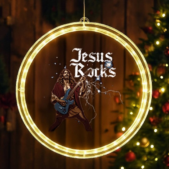 Jesus Rocks LED Christmas Window Lights