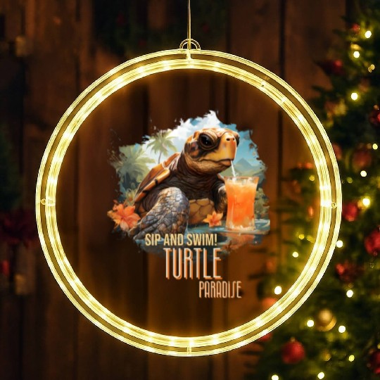 Turtle Paradise: Sip and Swim! LED Christmas Window Lights