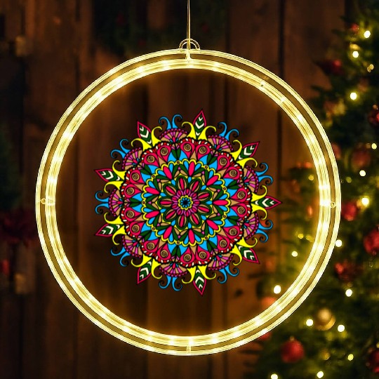 Colorful Mandala Pattern Modern 6 LED Christmas Window Lights