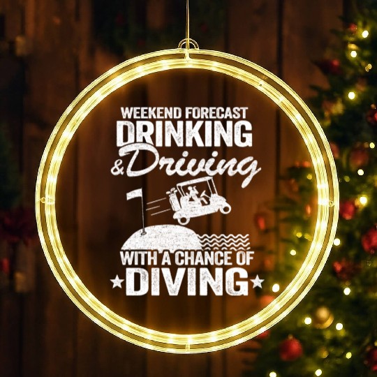 Beer Golf Cart Drinking Driving Diving Golfing LED Christmas Window Lights