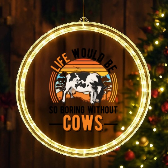 Cow Cattle Breeder Land, Farmer Cows LED Christmas Window Lights