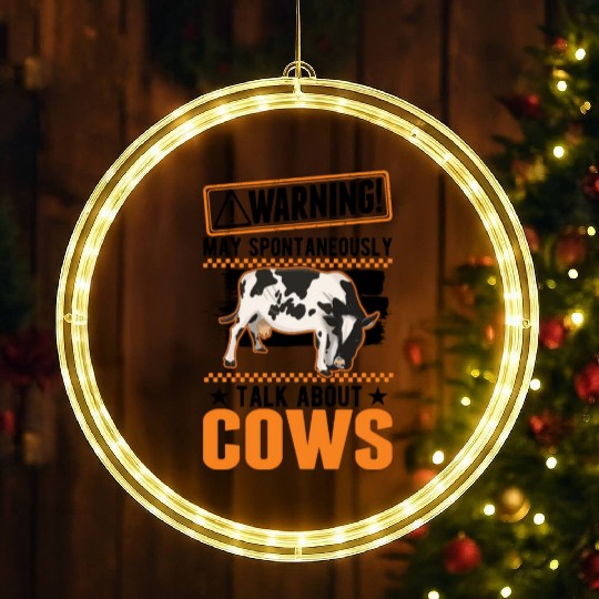 Cow Cattle Breeder Land, Farmer Cows LED Christmas Window Lights
