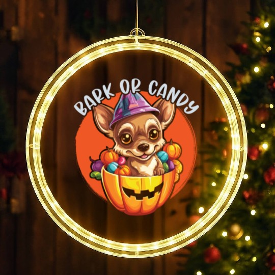 Chihuahua Halloween Puppy Trick Or Treat Dog Lover LED Christmas Window Lights