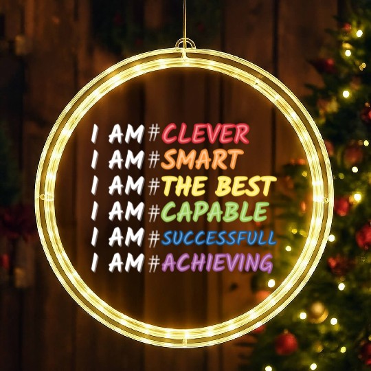 Daily Motivational Affirmation Self Love Quote LED Christmas Window Lights
