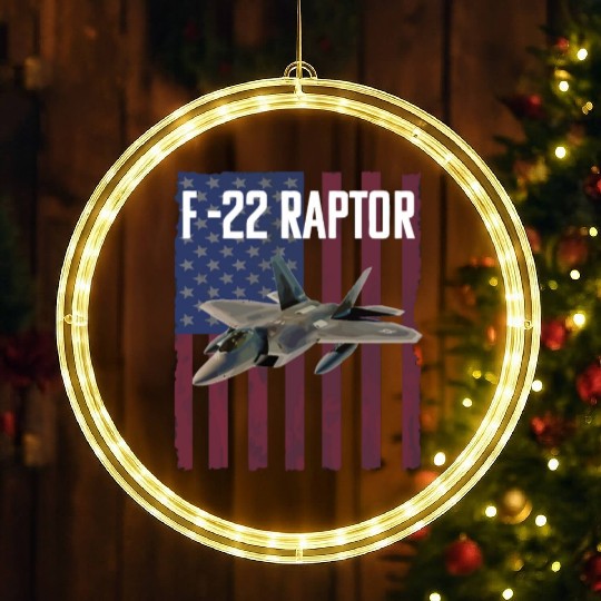 F 22 Raptor Aircraft USA Flag LED Christmas Window Lights