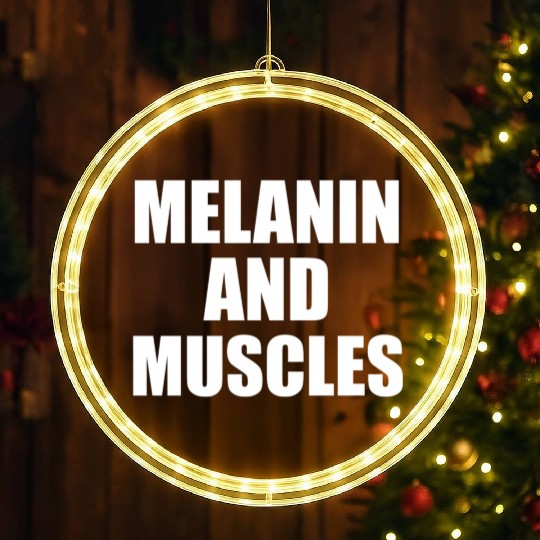 Melanin And Muscles Black Is Beautiful Workout Gym LED Christmas Window Lights