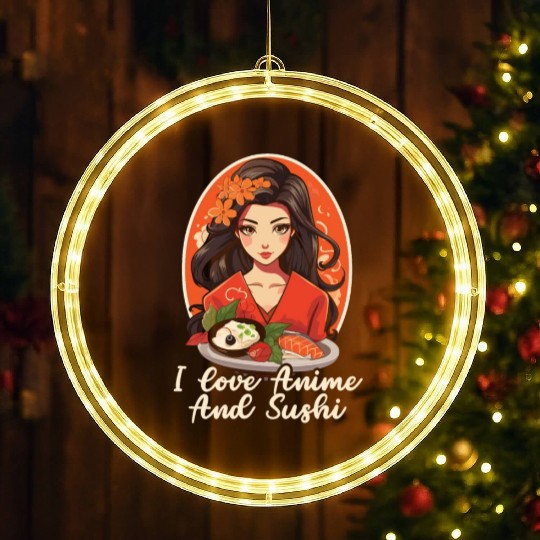 Anime Sushi Lover Nigiri Sashimi Food Manga Otaku LED Christmas Window Lights