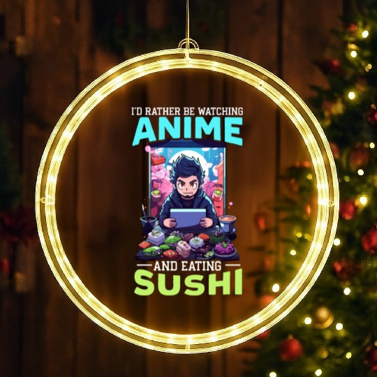 Anime Sushi Lover Nigiri Sashimi Food Manga Otaku LED Christmas Window Lights