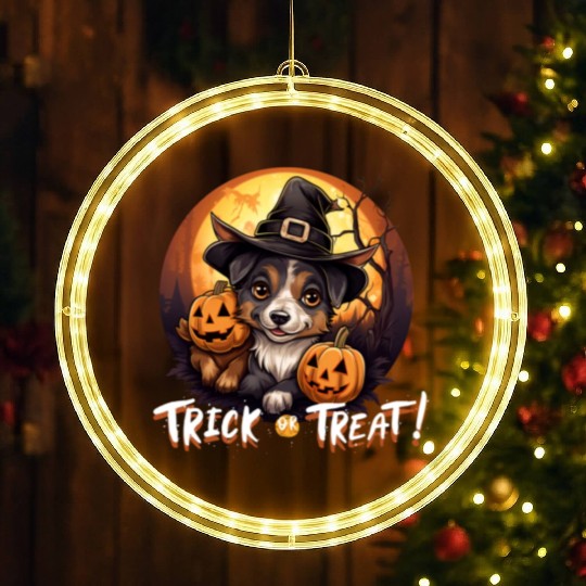 Halloween Cute Dogs Trick or Treat Dog Lovers LED Christmas Window Lights