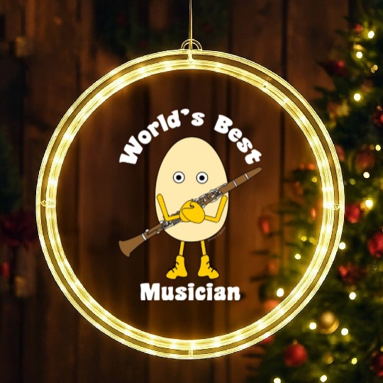 World s Best Clarinet Musician White Text LED Christmas Window Lights