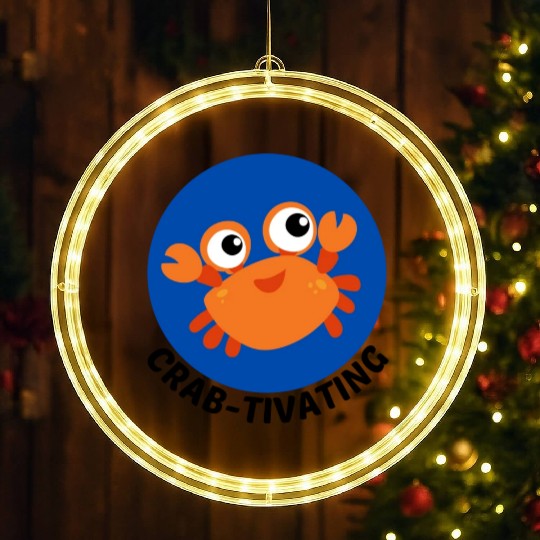 Crab Tivating Crab Pun LED Christmas Window Lights
