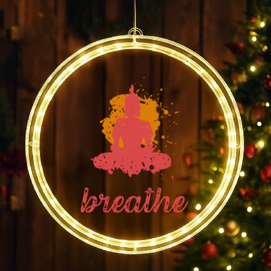 Breathe quote Buddha graphic LED Christmas Window Lights