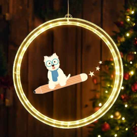 Back To School Student Dog LED Christmas Window Lights