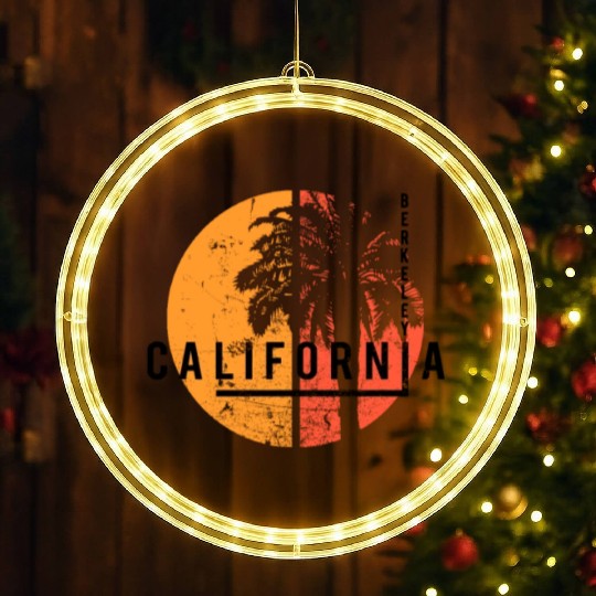 Berkeley California Cool Native Palm Tree LED Christmas Window Lights