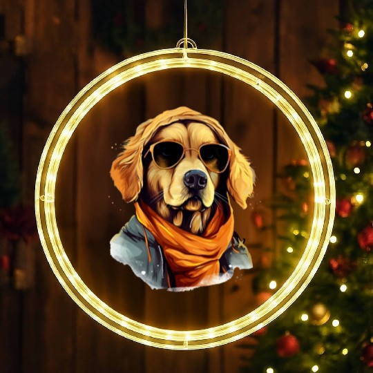 Golden Retriever in the Streets | Dog Lovers LED Christmas Window Lights