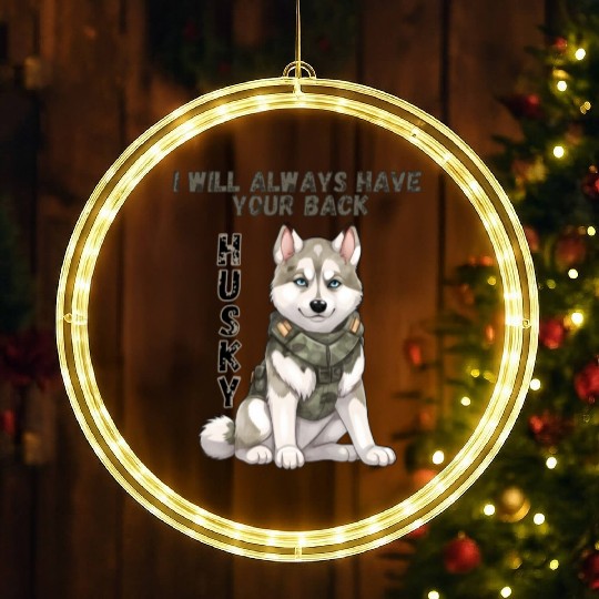 Cute Beautiful Love Husky Puppy Dog Design LED Christmas Window Lights
