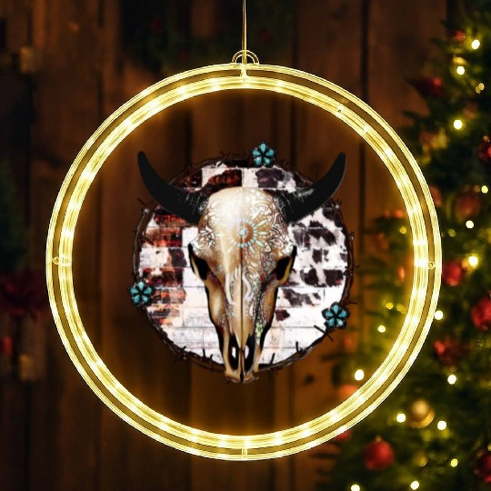 Bull Skull Western LED Christmas Window Lights